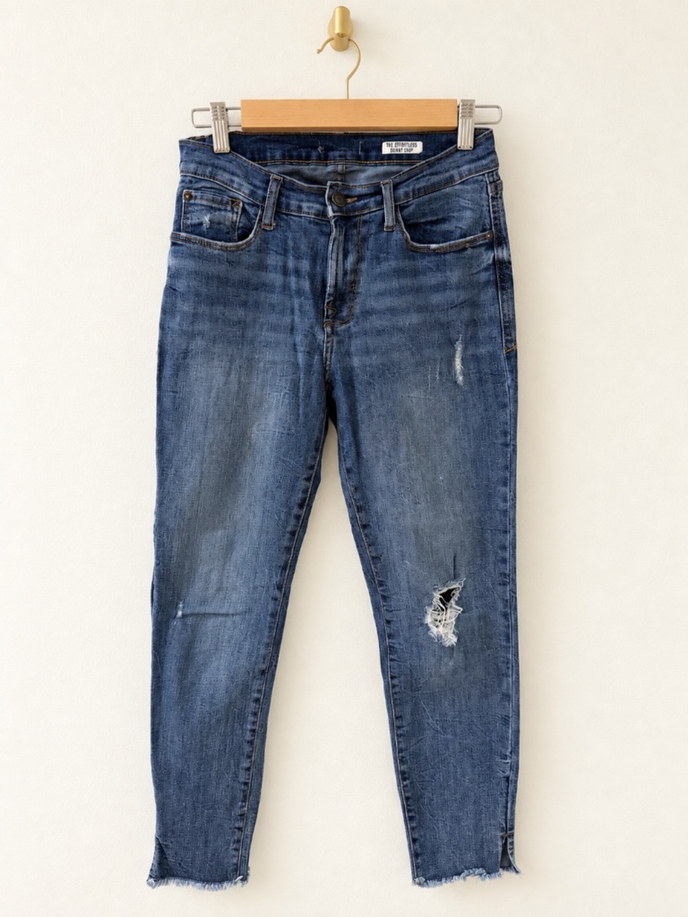 Kensie Jeans The Effortless Skinny Crop Distressed Blue Jeans Size 4/27
